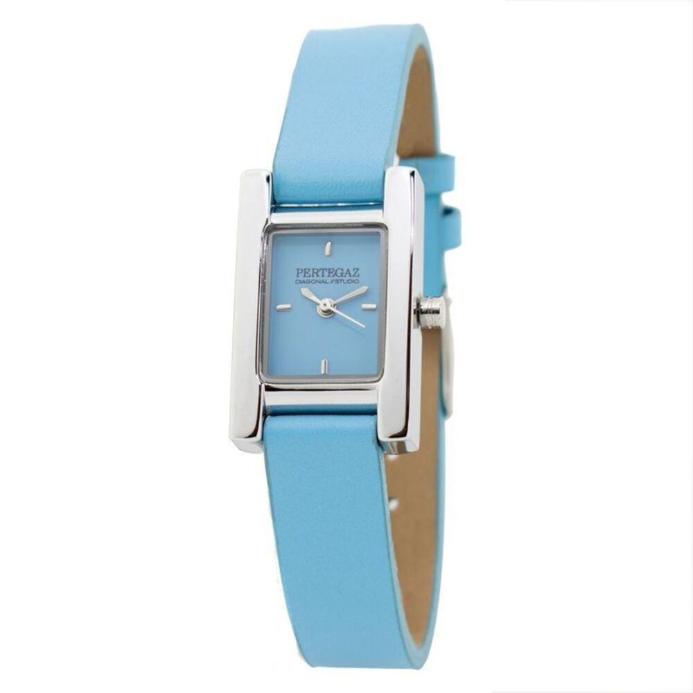PERTEGAZ Leather Dress Watch with Elegant Design Women Blue Watches
